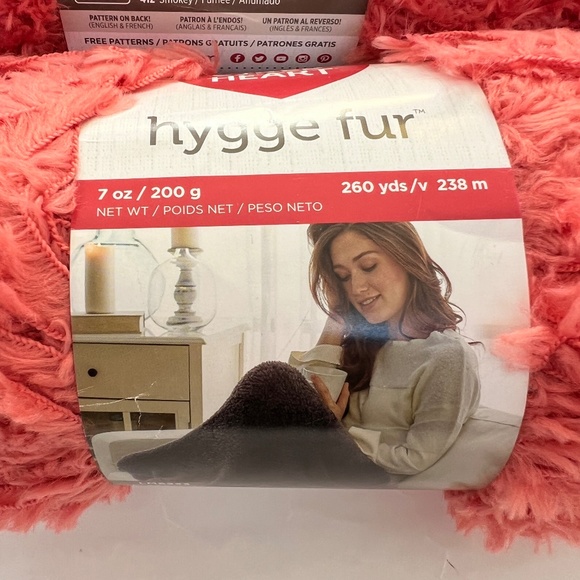 Lot of 2 Red Heart Hygge Fur Sienna Bulky 100% Nylon Yarn New Color 583 Soft - Picture 2 of 3